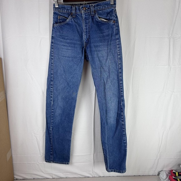 VTG Levi's Jeans Mens 27x32 (26x31) Blue Denim Orange Tab Zip Straight Leg 90s - Picture 1 of 15